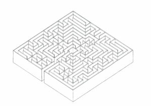 dessin d'un labyrinthe - visuel pour la campagne "Des repères dans l'impasse" - 2023