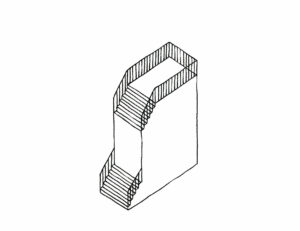 dessin d'un escalier impossible - visuel pour la campagne "Des repères dans l'impasse" - 2023