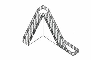 dessin d'un escalier qui monte, puis qui descend dans le sol - visuel pour la campagne "Des repères dans l'impasse" - 2023